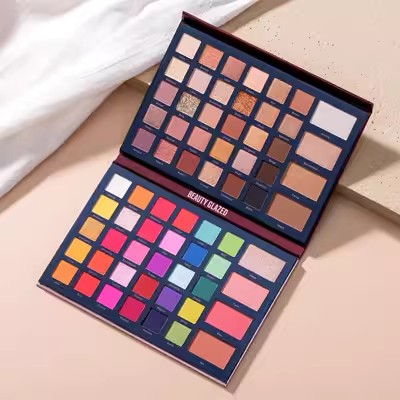 68-Color Eyeshadow Palette Paper Box, Eyeshadow and Blush All-in-One Large Makeup Palette Packaging Box, Grayboard Laminated Folding Paper Box, Multi-Compartment Customizable, Professional Makeup Artist Cosmetic Palette Box